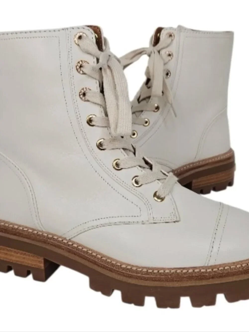 Kate Spade Merritt Lug Sole Combat Boots Ivory Leather NWT Size 9